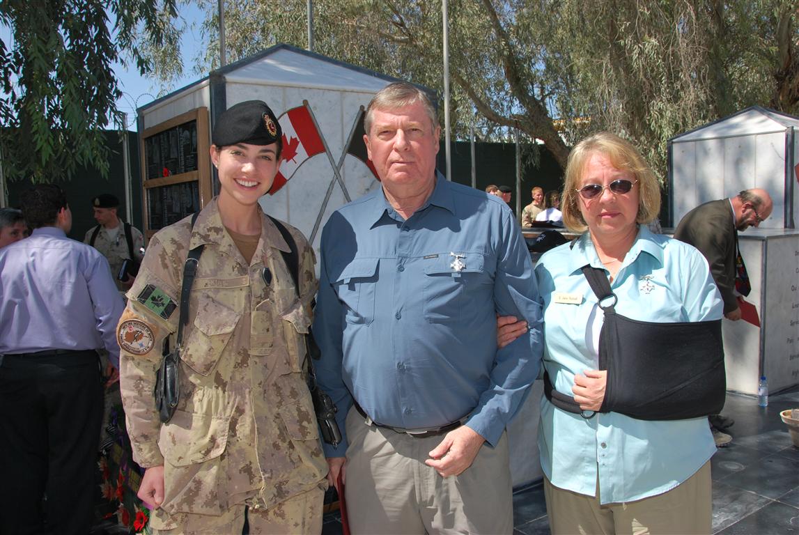 Jane and Rick with Ashley Atkins at the Canadian Monument.